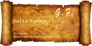 Galla Ferenc névjegykártya